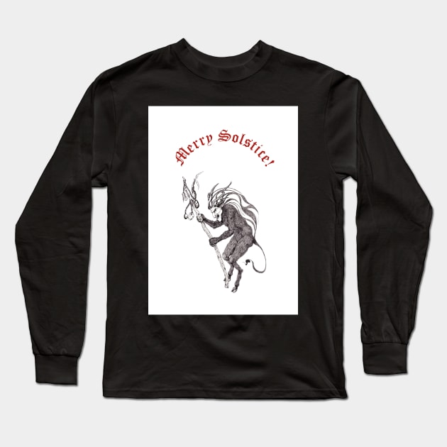 Krampus + "Merry Solstice" Long Sleeve T-Shirt by LucyDreams